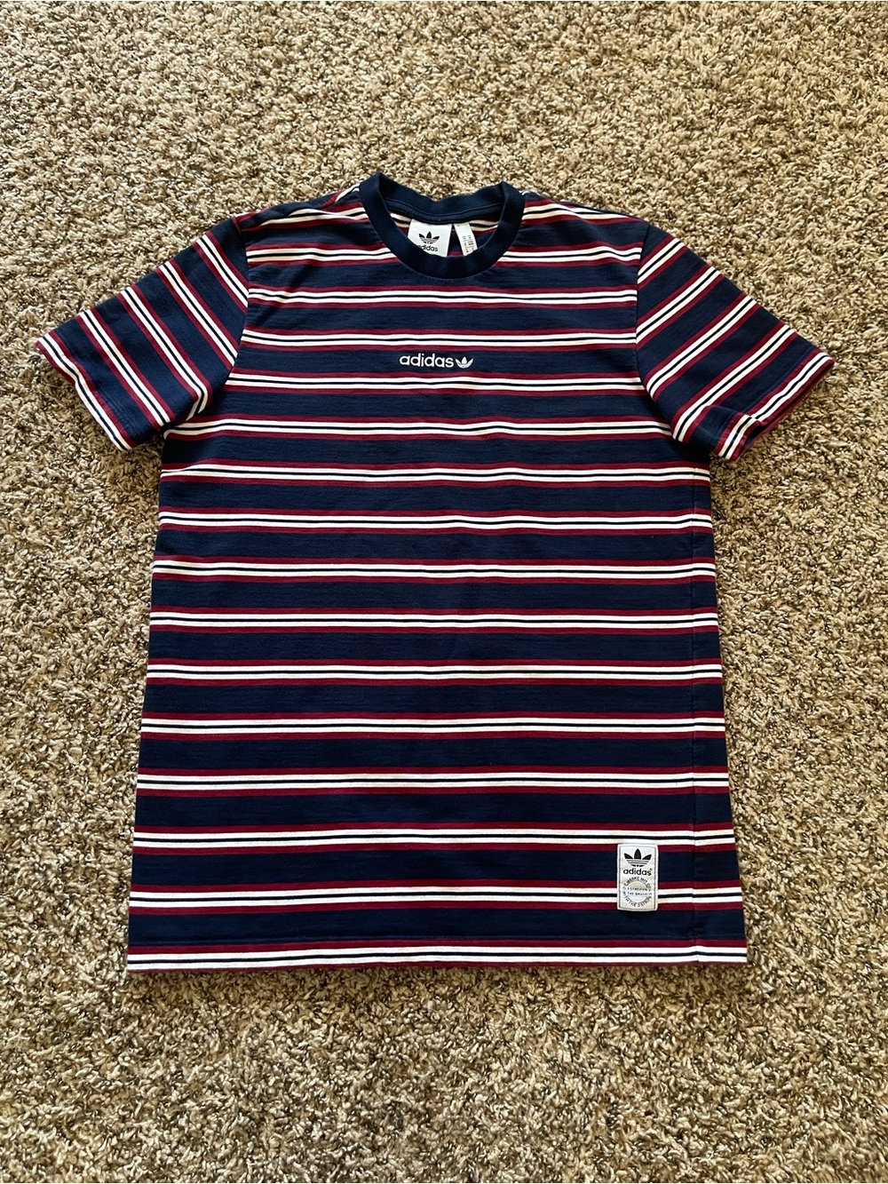 Adidas Originals Pete Stripe T-Shirt Men's M Navy Red White Trefoil Logo